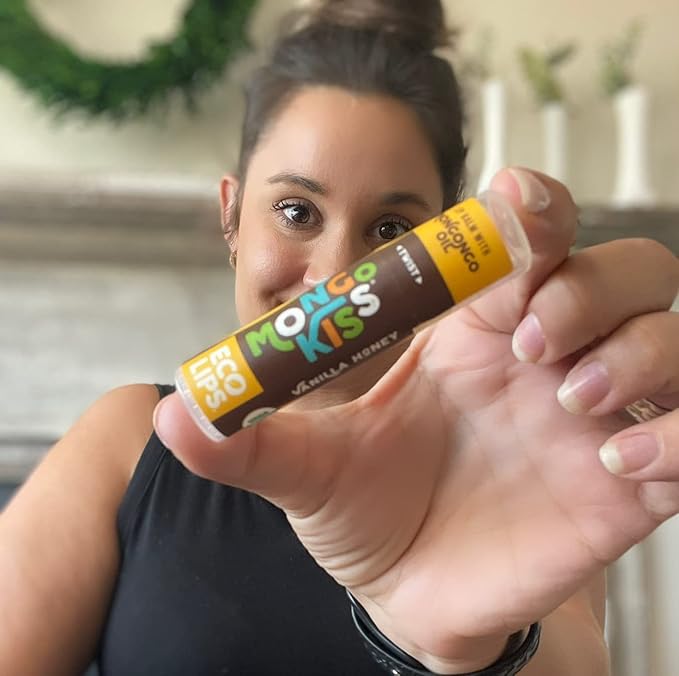 Eco Lips Mongo Kiss Organic Lip Balm 4 Pack - 100 Percent USDA Organic - Soothe, Moisturize Dry, Cracked and Chapped Lips - Made in USA (Peppermint & Vanilla Honey)-Velvo Beauty