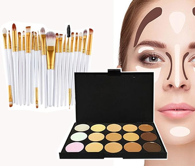 20pc White Eye And 15pc Contour Pallet Eye Makeup Brush Set-Velvo Beauty