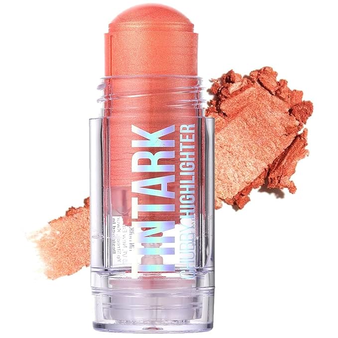 Chubby Cream Highlighter Stick for Face, Glitter Eyeshadow Makeup, Highlight Stick, Face Highlighters & Luminizers, Light Pink Peach Shimmer-Velvo Beauty
