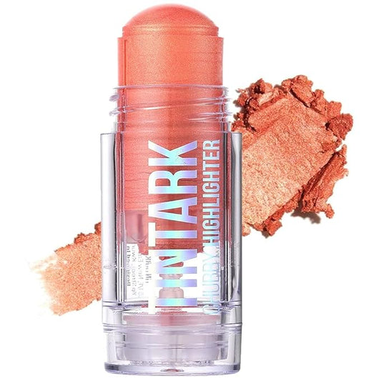 Chubby Cream Highlighter Stick for Face, Glitter Eyeshadow Makeup, Highlight Stick, Face Highlighters & Luminizers, Light Pink Peach Shimmer-Velvo Beauty