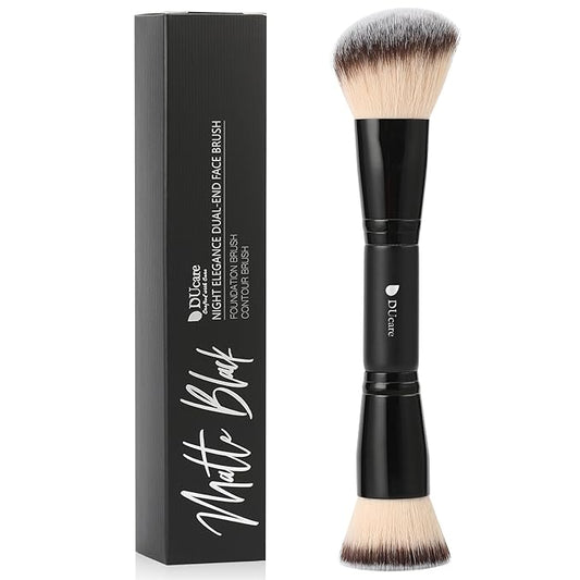 DUcare Foundation Brush Contour Bronzer Double Ended Makeup Brush for Blending Liquid Powder Concealer Cream Blush Buffe Black-Velvo Beauty