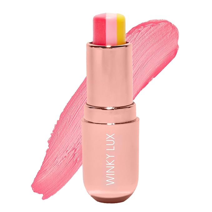Winky Lux Pink Lemonade Tri-Color Tinted Lip Balm – Lip Care with Jojoba Oil & Vitamin E, Sheer Tint, Juicy Citrus Scent, Softens and Hydrates Dry Lips-Velvo Beauty