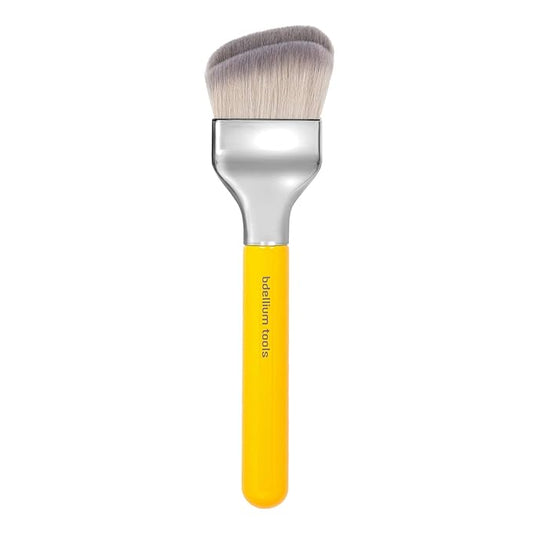 Bdellium Tools Professional Makeup Brush - Studio Series 971 Large Slanted Double Dome Blender - With Soft Synthetic Fibers, For Quick & Easy Application and Blending (Yellow, 1pc)-Velvo Beauty