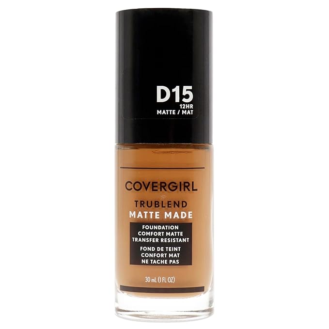 COVERGIRL Trublend Matte Made Liquid Foundation, D15 Warm Tawny, 1.01 Fl Oz, 2 Count-Velvo Beauty