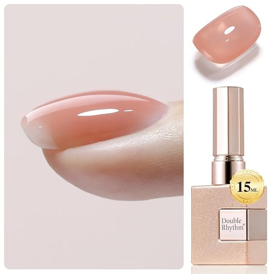 Double Rhythm Clear Gel Nail Polish 15ml Nail Strengthener Builder in a Bottle Nail Extension Hard Gel Soak Off Long Lasting UV Gel (Pale Nude 8 in 1-10)-Velvo Beauty