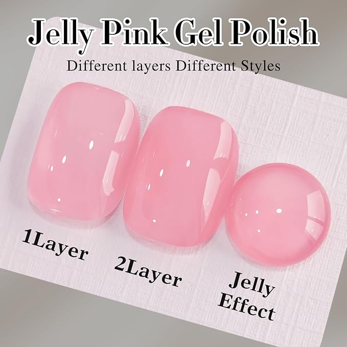 Double Rhythm Gel Polish Translucent Sheer Neutral Natural Light Milky Same Color Same Bottle 15ML Jelly Polish Art DIY at Home (Sheer Pink-A1386)-Velvo Beauty