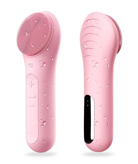 NågraCoola CLIE Facial Cleansing Brush, Waterproof and Rechargeable Electric Face Scrubber for Men & Women, Exfoliating, Massaging, and Cleansing - Pink-Velvo Beauty