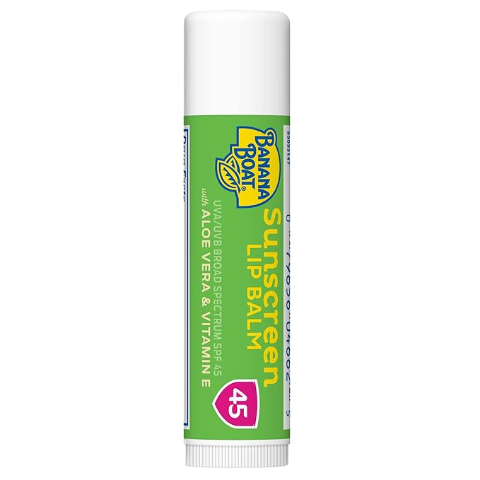 Banana Boat Sunscreen Lip Balm SPF 45 with Aloe Vera & Vitamin E, 0.15oz | Lip SPF, Aloe Vera Lip Balm with SPF, Vitamin E Lip Balm, Moisturizing Lip Balm, Lip Sunblock, Travel Sunscreen, 0.15oz-Velvo Beauty