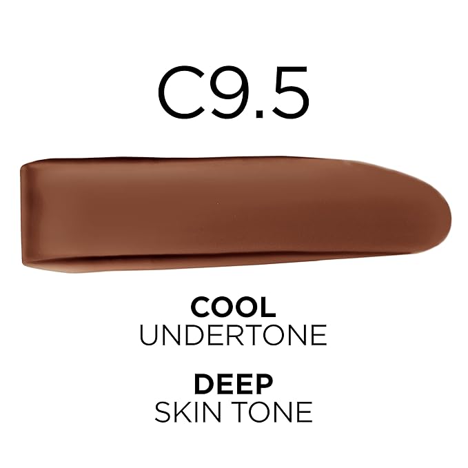 L'Oréal Paris True Match Super-Blendable Foundation, Medium Coverage Liquid Foundation Makeup with SPF 17, C9.5, Deep, 1 Fl Oz (Pack of 2)-Velvo Beauty