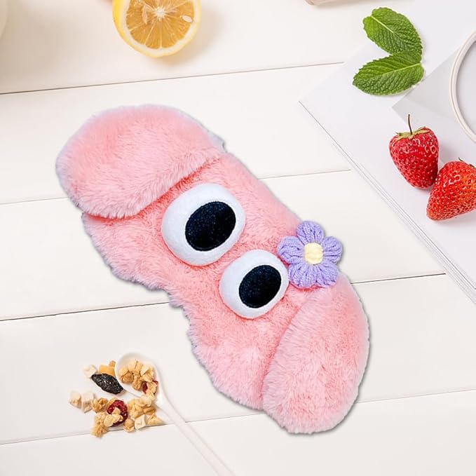 PERFECTSIGHT Dog Sleep Eye Masks, Cute Plush Sleep Eye Cover Lightweight Adjustable Eyeshade Faux Fur Mask Cover for Women Men Kids Sleep Travel Nap, Pink Puppy-Velvo Beauty