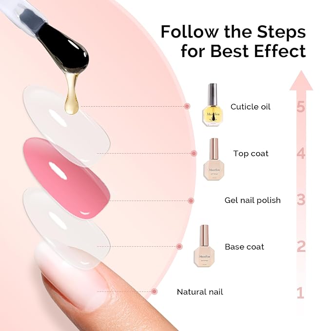 MelodySusie No Wipe Glossy Top Coat Base Coat Cuticle Oil Set Long Lasting Shine Finish Soak Off UV LED Nail Lamp Nail Art Design Manicure Kit Perfect Gifts for Women Girls 3 Pcs 15ml-Velvo Beauty