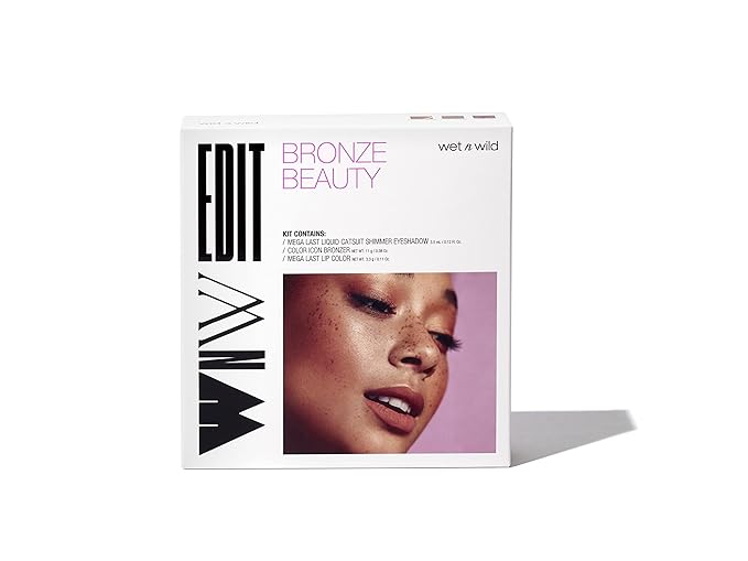 wet n wild Edit Makeup Set Bronze Beauty Kit, Bronzer Face Powder, Glitter Bronzer Lip Gloss, Matte Lipstick-Velvo Beauty
