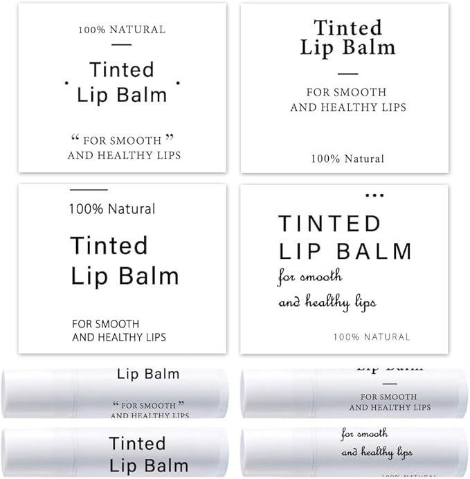 OLYCRAFT 100Pcs Self-Adhesive Lip Balm Tag Stickers 1.7x2.1 inch Waterproof Adhesive Label with Word Patterns Rectangle Lipstick Tag Sticker for Lip Balm Container Tubes Lipstick Wrapping Decoration-Velvo Beauty
