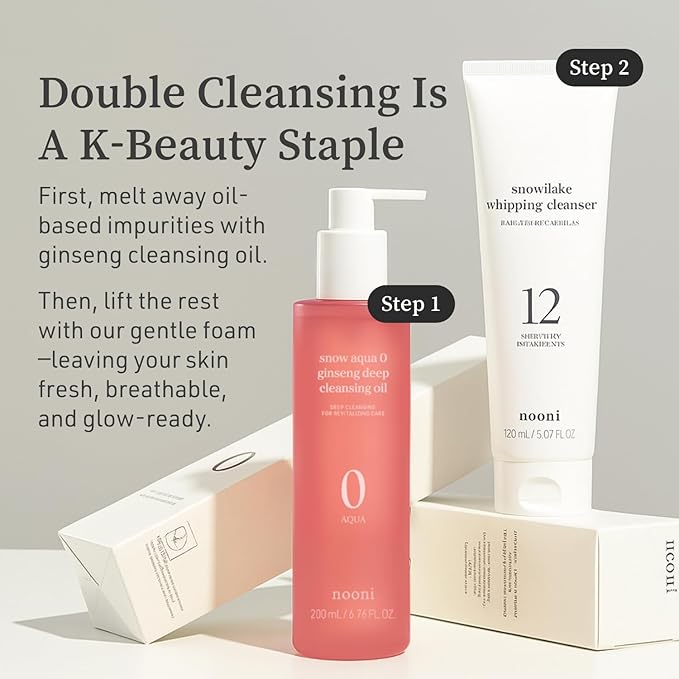 NOONI Facial Cleanser - Snow Aqua 0 Ginseng Deep Cleansing Oil | Makeup Blackhead Remover, Pore Care Control, Glass Skin, Helps Control Sebum, Revitalizing Care, 6.76 FL.Oz (200 ml)-Velvo Beauty