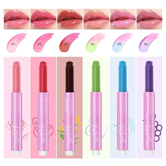 MAEPEOR Tinted Lip Balm 6 Colors Moisturizing Lip Balm Hydrating Changing Lip Gloss for Lip Care and Dry Lip (01 Rose)-Velvo Beauty