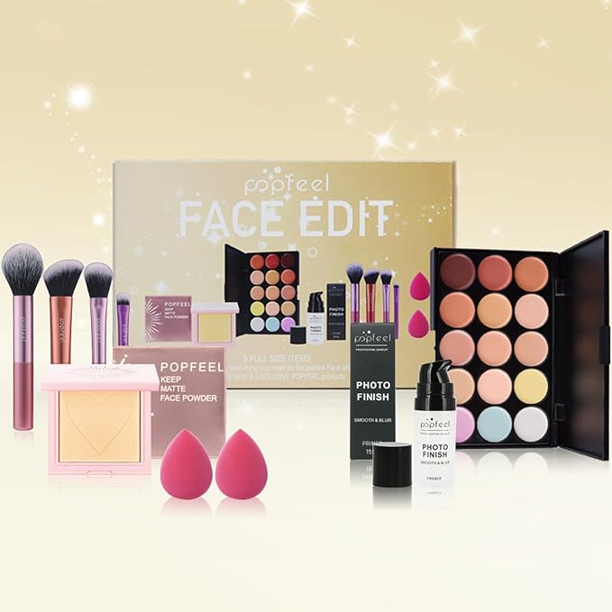 All in One Makeup Kit for Women Full Kit Girls Makeup Gift Sets Xmas Essential Bundle Include Eyeshadow Palette Lipstick Blush Concealer Eyeliner Mascara Foundation Brush Eyebrow Pencil-Velvo Beauty