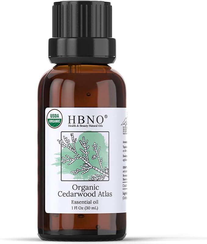 HBNO California Bottled Organic Cedarwood Essential Oil 1 fl oz (30ml) - USDA Certified Organic Cedarwood Essential Oil for Aromatherapy, Soap Making, DIY, Fragrances, Diffuser-Velvo Beauty
