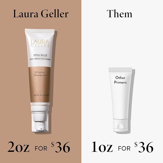 LAURA GELLER NEW YORK Spackle Primer - Champagne Glow - Super-Size 2 Fl Oz - Hyaluronic Acid Makeup Primer for Mature Skin-Velvo Beauty