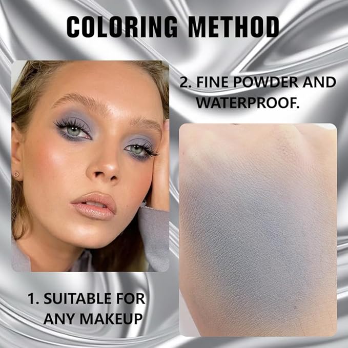 evpct Matte Grey Eyeshadow Singles, Smoky Gray Grey Dusty blue Cream Single Matte Eye Shadow Palette Makeup for Older Women, High Pigment Waterproof Monochrome Mini Eyeshadow Palette, sombra de ojos-Velvo Beauty