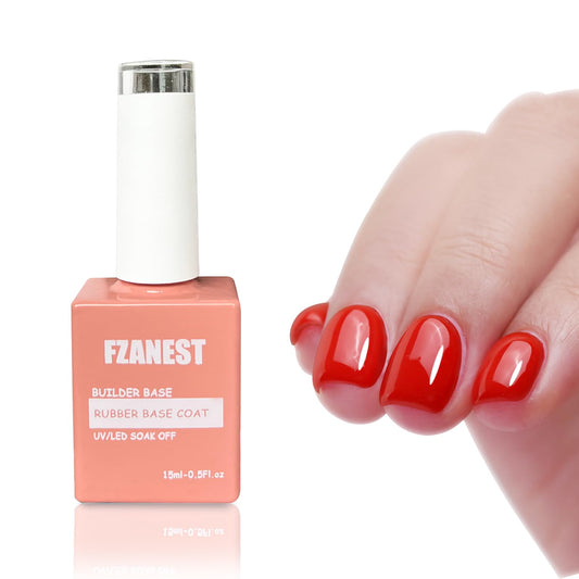 FZANEST Red Gel Polish Rubber Builder Base Coat Nail Strengthen Extension Harder for Thin Fragile Nails-Velvo Beauty