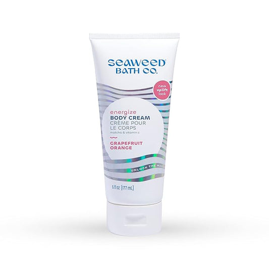 Seaweed Bath Co. Energize Body Cream - Grapefruit Orange | Hand and Body Lotion with Vitamin C, Hyaluronic Acid and Shea Butter | Invigorating Moisturizer For Dry Skin | 6 oz-Velvo Beauty