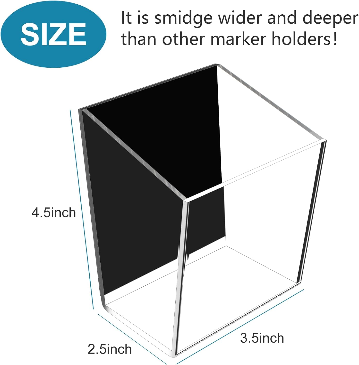 Magnetic Pen Holder, Acrylic Dry Erase Marker Holder, Large Capacity Pencil Holder for Whiteboards, Fridge, Lockers Office School Supplies (Clear & 1 Compartments)-Velvo Beauty