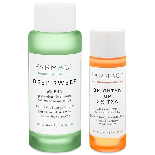 Farmacy 2% Salicylic Acid Toner for Face + 3% Tranexamic Acid Brightening Toner - Exfoliating Skincare Set to Minimize Pores + Reveal a Healthy-Looking Complexion (2 Count)-Velvo Beauty