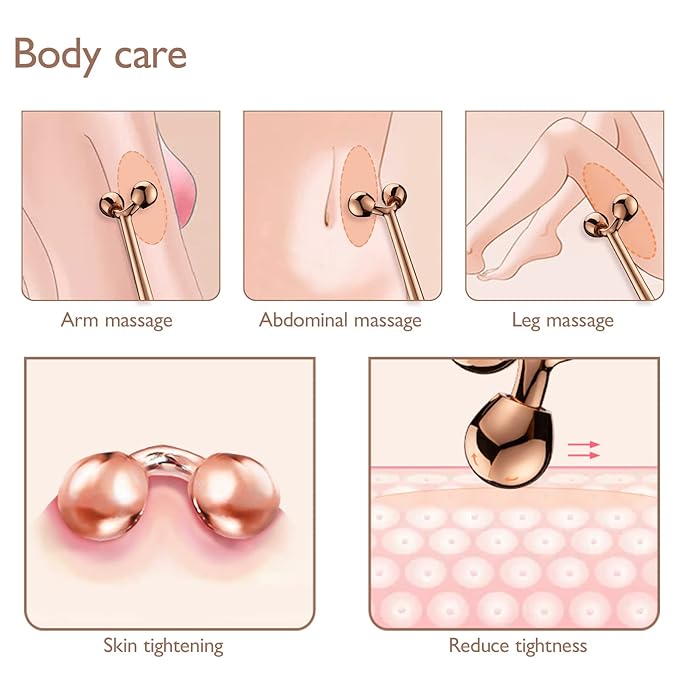 Tekson Face Roller, Facial Metal Massager, Massage Tool for face (Rose)-Velvo Beauty