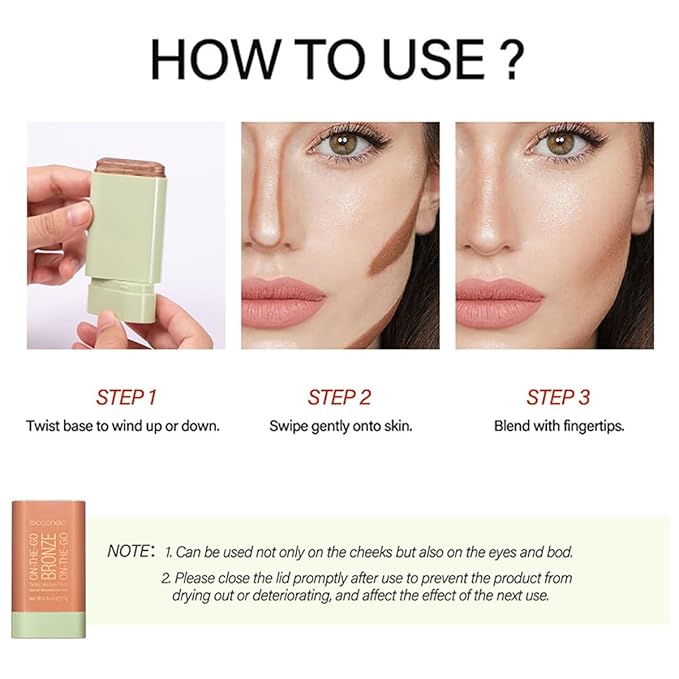 Multi-Use Makeup Blush Stick, Cream Blush Stick, Tinted Solid Moisturizer Stick for Cheek & Eyes & Lips, Waterproof Natural Nude Makeup, Suitable for All Skin (4#Beach Glow)-Velvo Beauty