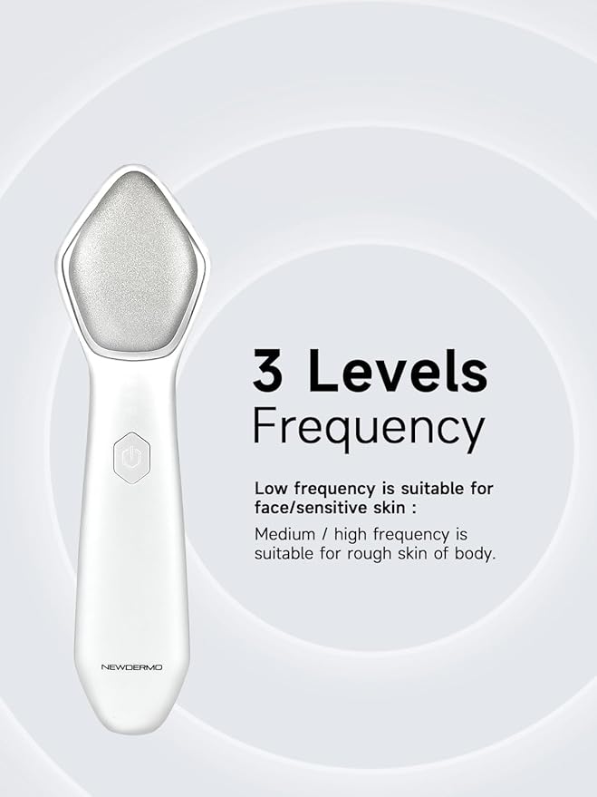 NEWDERMO Microdermabrasion Machine Pro, Large Diamond Electric Microdermabrasion Wand Tool With 3 Levels Frequency for Face Body Exfoliate Skin Care(White)-Velvo Beauty