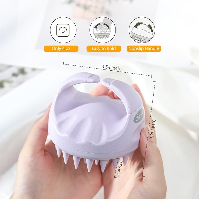 Sndyi Scalp Massager Shampoo Brush, Scalp Scrubber with Soft Silicone Bristles, Scalp Exfoliator for Dandruff Removal, Scalp Massager for Hair Growth, Wet Dry Hair Brush for Scalp Care, Taro Purple-Velvo Beauty