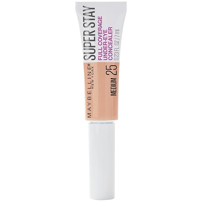 Maybelline New York Super Stay Super Stay Full Coverage, Brightening, Long Lasting, Under-eye Concealer Liquid Makeup Forup to 24H Wear, With Paddle Applicator, Medium, 0.23 fl. oz.-Velvo Beauty