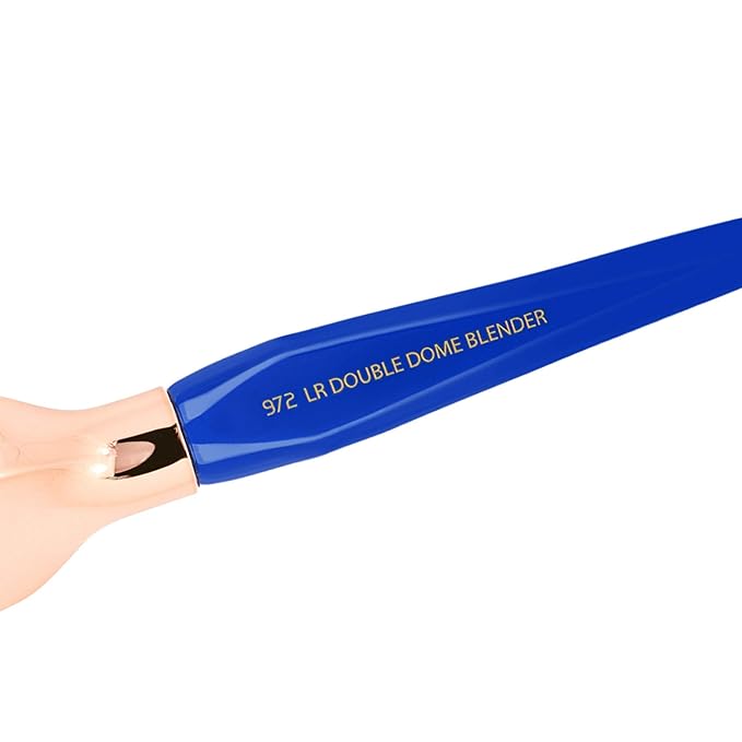 Bdellium Tools Professional Makeup Brush - Golden Triangle 971 Large Slanted Double Dome Blender - With All Vegan and Soft Synthetic Fibers, For Foundation Application & Blending (Blue, 1pc)-Velvo Beauty