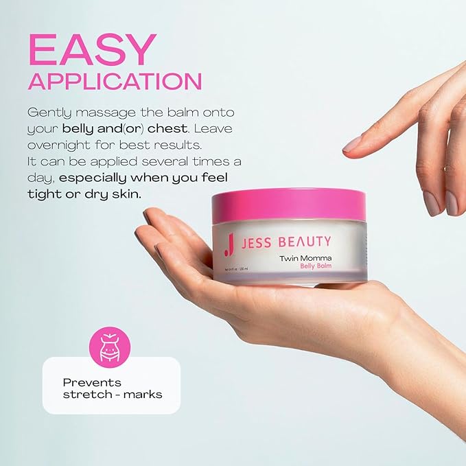 JESS BEAUTY | Twin Momma Belly Balm Lotion Coconut Oil & Avocado Oil | Skin Care Maternity Postpartum Essentials 4.4 fl oz-Velvo Beauty