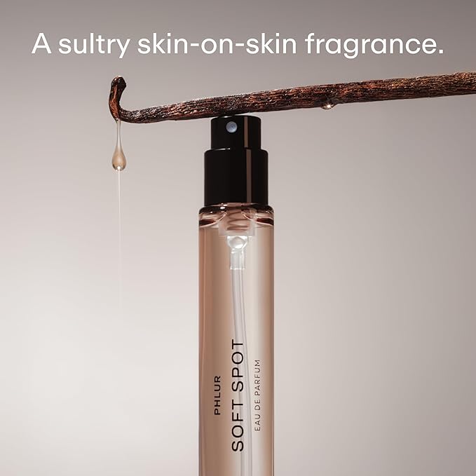 PHLUR Soft Spot Eau de Parfum - Travel Size Perfume Fragrance - Floral Amber Musk Perfume with Bergamot, Mandarin, Jasmine, Sandalwood & Vanilla (9.5mL)-Velvo Beauty