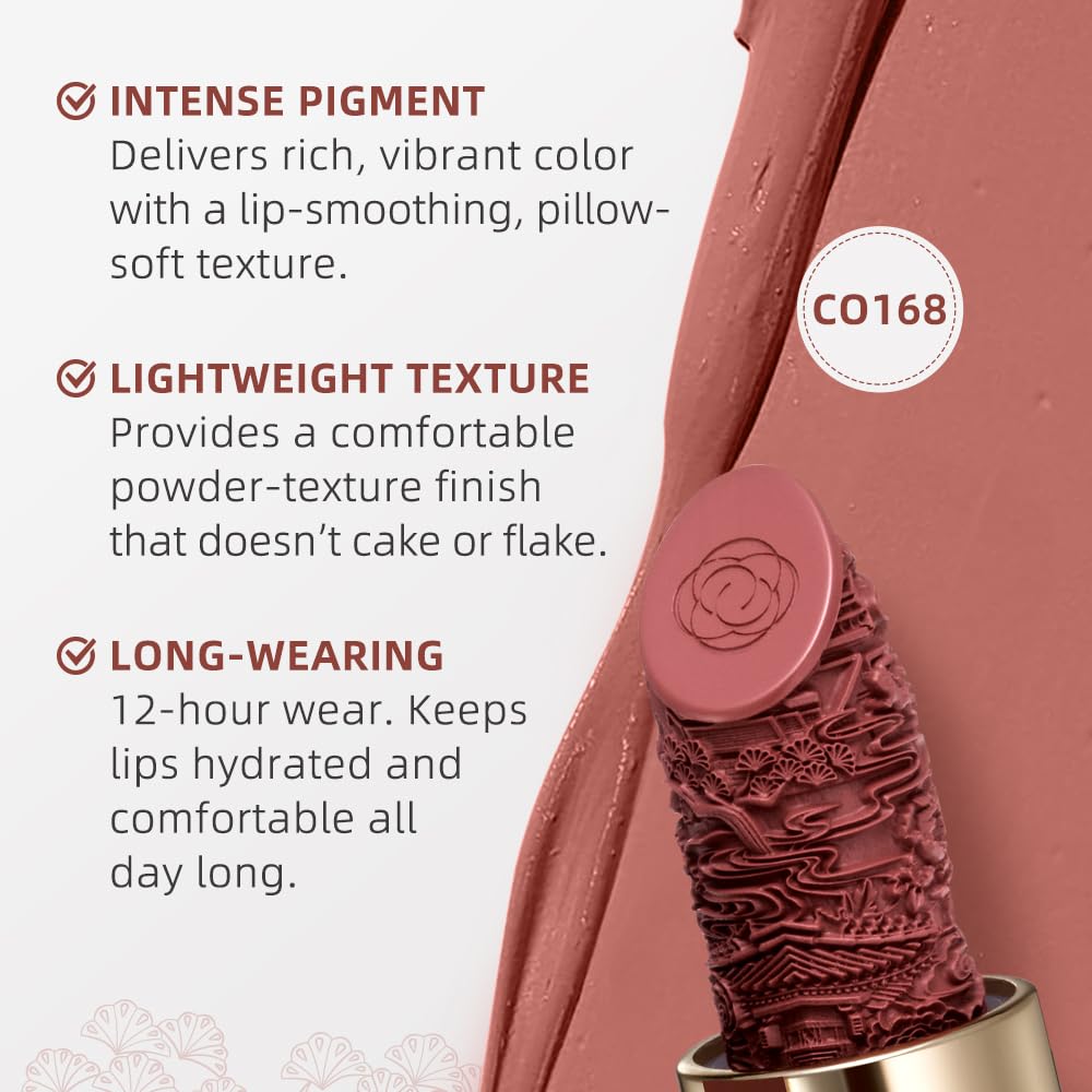 Catkin Moist Lipstick Hydrating High Impact Color Infused with Vitamin E and Avocado Oil Smooth Soft Texture Long Lasting Matte Finish 168-Velvo Beauty