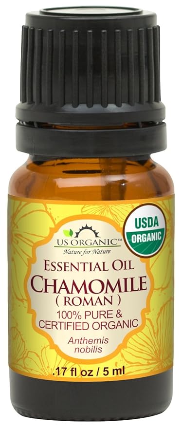 US Organic 100% Pure Chamomile (Roman) Essential Oil - USDA Certified Organic, Steam Distilled - W/Euro Dropper (More Size Variations Available) (5 ml)-Velvo Beauty