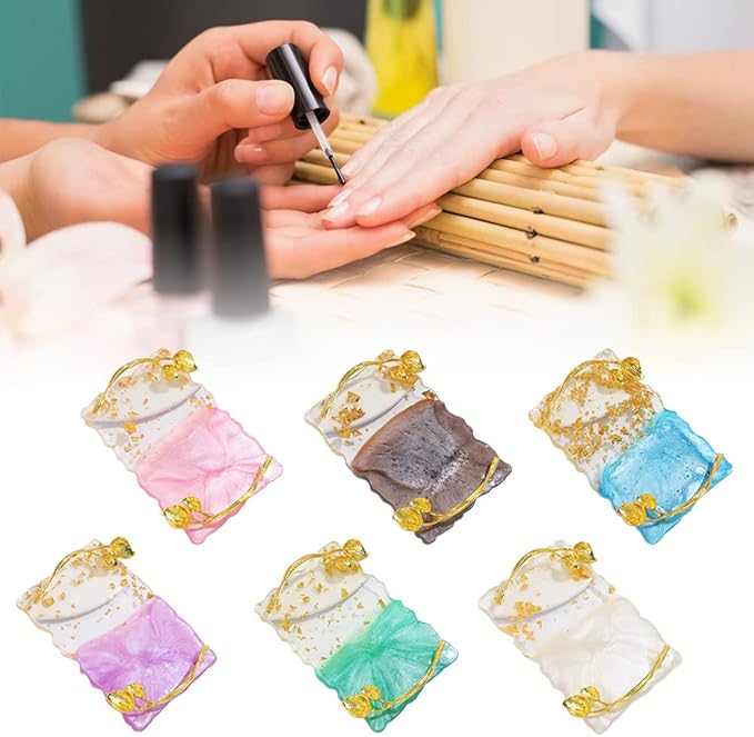 Resin Nail Art Palette, Nail Art Painting Palettes with Nail Palette Stirring Rod Gold Edge Nail Holder Nail Art Display Board Fashion Delicate Nail Tool Accessories, Type 6-Velvo Beauty