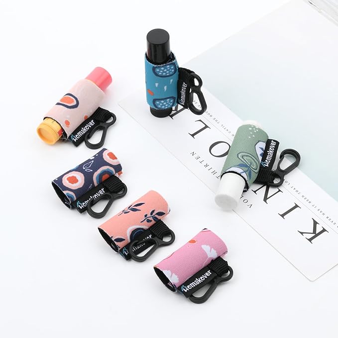 6 Pack Compact Clip-On Chapstick Holder Premium Release Clip Neoprene Sleeve Lip Balm with Clip Fits Most Standard Lip Balm (Colored Whale)-Velvo Beauty