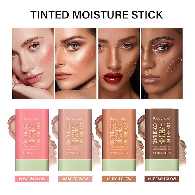 Multi-Use Makeup Blush Stick, Tinted Solid Moisturizer On-the-Go Blush, Multi-use Cream Blush Stick for Cheek & Eyes & Lips, Waterproof Natural Nude Makeup for All Skin (3# Rich Glow)-Velvo Beauty