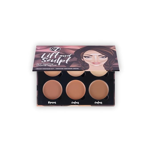 W7 Lift & Sculpt Cream Contour Kit - Concealing, Highlighting & Contouring Makeup Palette - Step-by-Step Instructions Included-Velvo Beauty