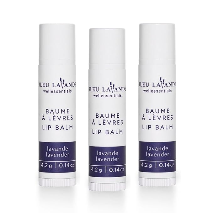 Bleu Lavande - Natural Lavender Lip Conditioner – Stick Lip Balm Repairs, Moisturizes & Protects - Soothes Chapped Lips & Restores Hydratation - Olive Oil & Shea Butter Base Lip Care - 4.2g - 3 Pack-Velvo Beauty