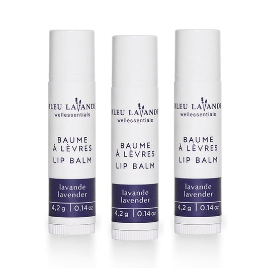 Bleu Lavande - Natural Lavender Lip Conditioner – Stick Lip Balm Repairs, Moisturizes & Protects - Soothes Chapped Lips & Restores Hydratation - Olive Oil & Shea Butter Base Lip Care - 4.2g - 3 Pack-Velvo Beauty