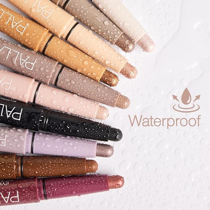 Palladio Waterproof Eyeshadow Stick with Blending Sponge, Long Lasting & Effortless Application, Smudge Free & Crease Proof Formula, Matte & Shimmer Shades, Buildable Eye Shadow (Champagne Shimmer)-Velvo Beauty