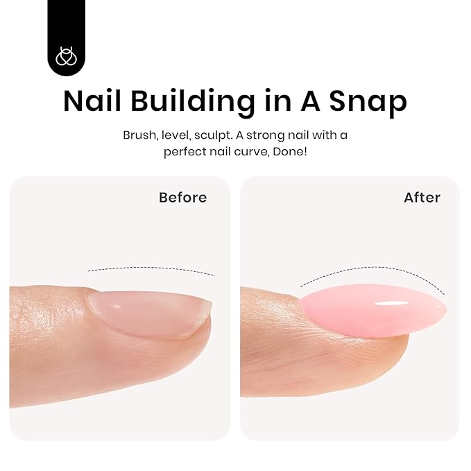Beetles Builder Gel 15ML, 7 in 1 Builder Strengthener Gel Translucent Pink Nude Gel Nail Extension Brush in Bottle UV Gel Nail Polish, No Slip Solution Need Base Gel Needed-Velvo Beauty