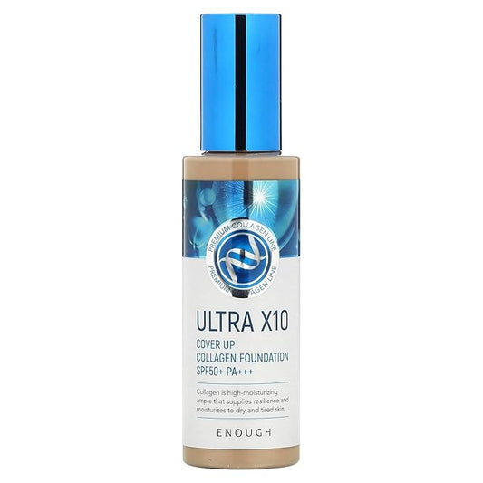 Enough Ultra 10X Cover Up Collagen Foundation, SPF 50+ PA+++, 21 Natural Beige, 3.53 oz (100 g)-Velvo Beauty