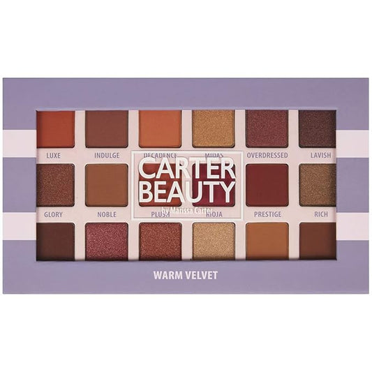 Carter Beauty by Marissa Carter 18 Shade Eyeshadow Palette | Long Lasting Eye Shadow Makeup | Shimmer & Matte Vibrant Colors (Warm Velvet)-Velvo Beauty