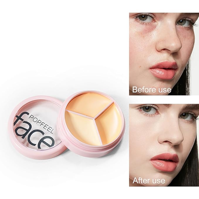 Concealer Cream Palette with 11 Pcs Premium Makeup Brush Set, 3 Color Waterproof Long-Lasting Full Face Cosmetics Cream Concealer Kit for Light Fair Skin, Women Birthday Makeup Gift Idea-Velvo Beauty