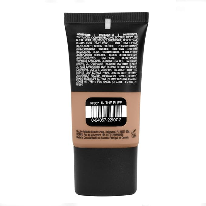 Palladio Powder Finish Liquid Foundation, Natural Matte Appearance, Reduces Fine Lines, Covers Large Pores, Hides Imperfections, All Day Wear, Sheer to Medium Coverage, In the Buff-Velvo Beauty