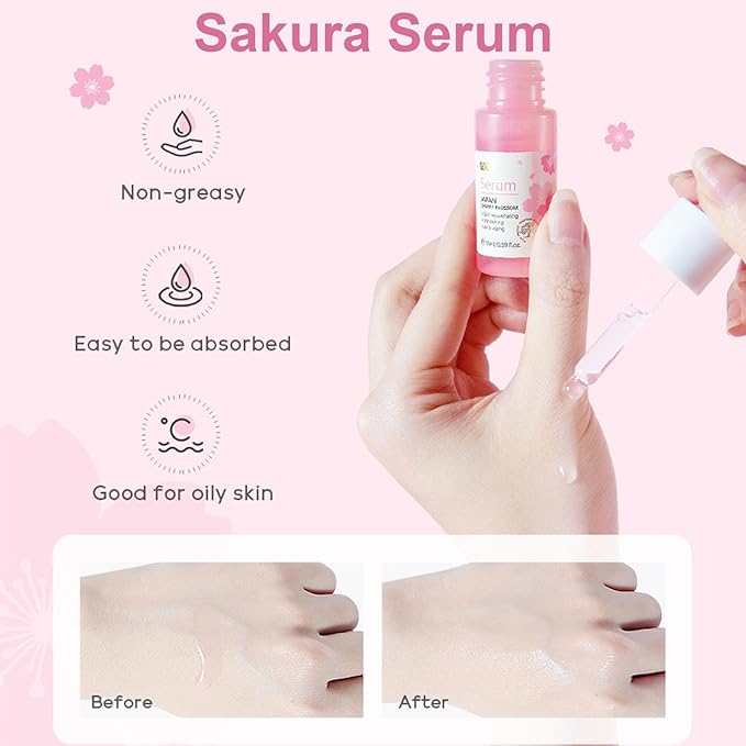 Sakura Skin Care Set, Face Care Sets for Women, 5Pcs Face Moisturizer Set Include Sakura Cream, Sakura Cleanser, Sakura Serum, Sakura Eye Cream, Sakura Mud Mask, Skin Care Gift Set for Teen Girls-Velvo Beauty